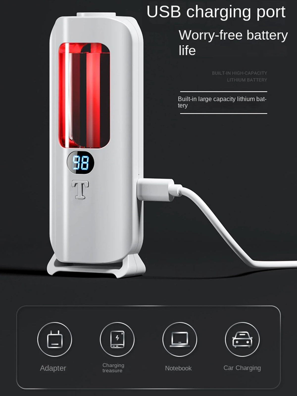 Belro rechargeable essential oil diffuser showing five spray modes, compact design for health and beauty fragrance use.