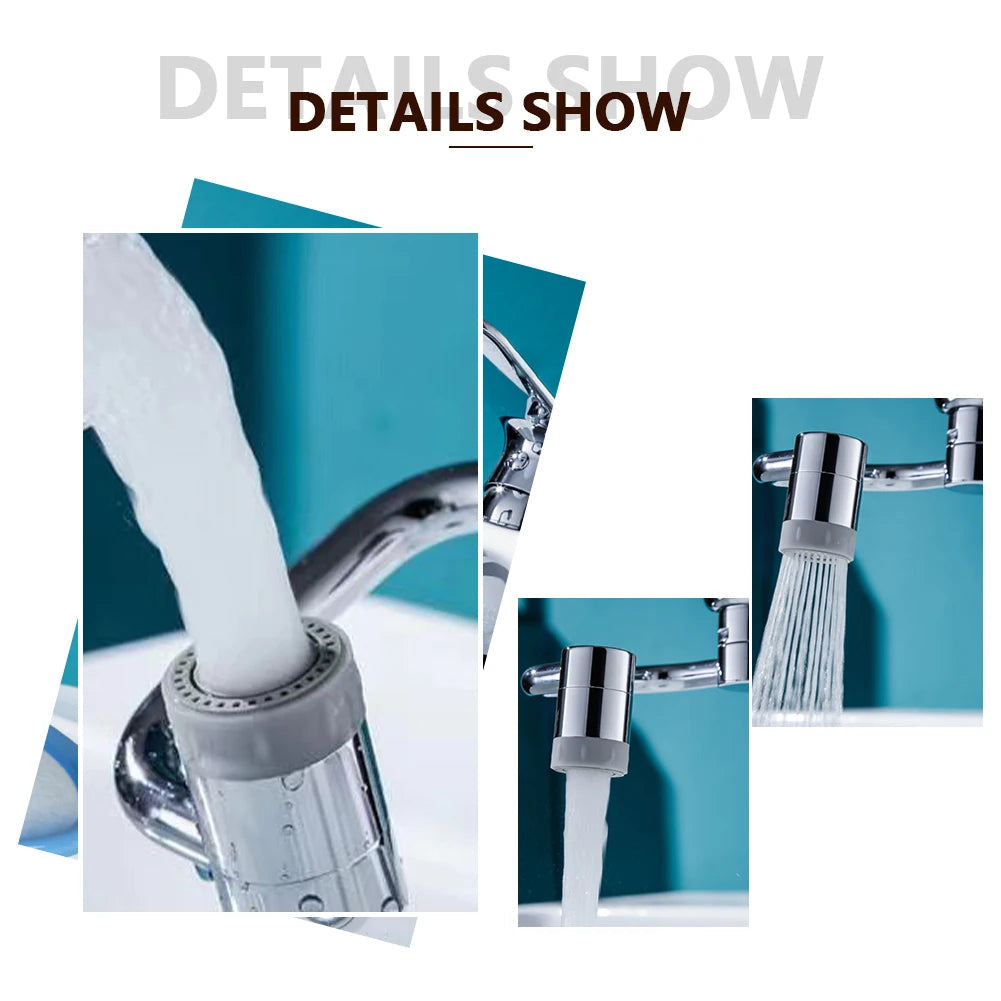 Belro 1080 rotating universal faucet extender attached to a kitchen faucet, enhancing water reach and flexibility.