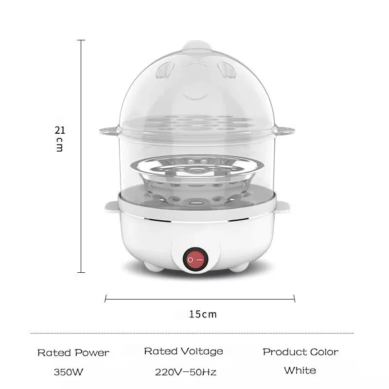 Belro double layer electric egg cooker with digital controls, shown on a kitchen countertop, ideal for preparing multiple eggs efficiently.