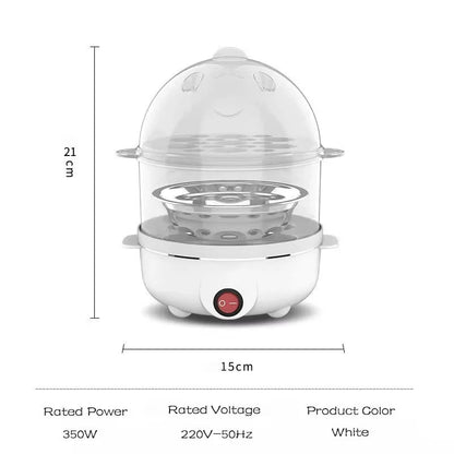Belro double layer electric egg cooker with digital controls, shown on a kitchen countertop, ideal for preparing multiple eggs efficiently.