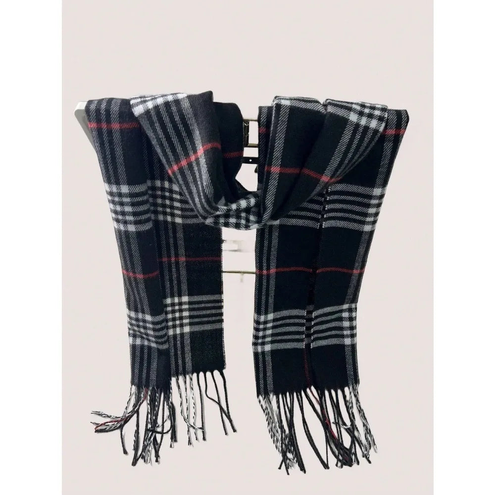Belro plaid cashmere-feel winter scarf and neck warmer, soft and warm accessory for cold weather, featuring a classic plaid pattern.
