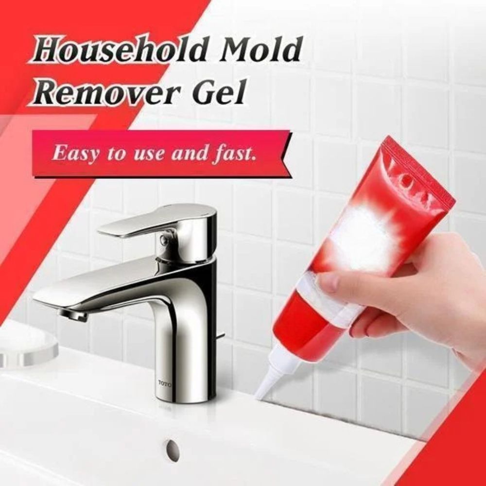 Belro Household Mold Remover Gel applied on moldy bathroom tile for effective cleaning and mold removal.
