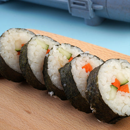 Belro Sushi Bazooka for making sushi rolls, featuring a compact kitchen tool with clear instructions for easy sushi preparation.