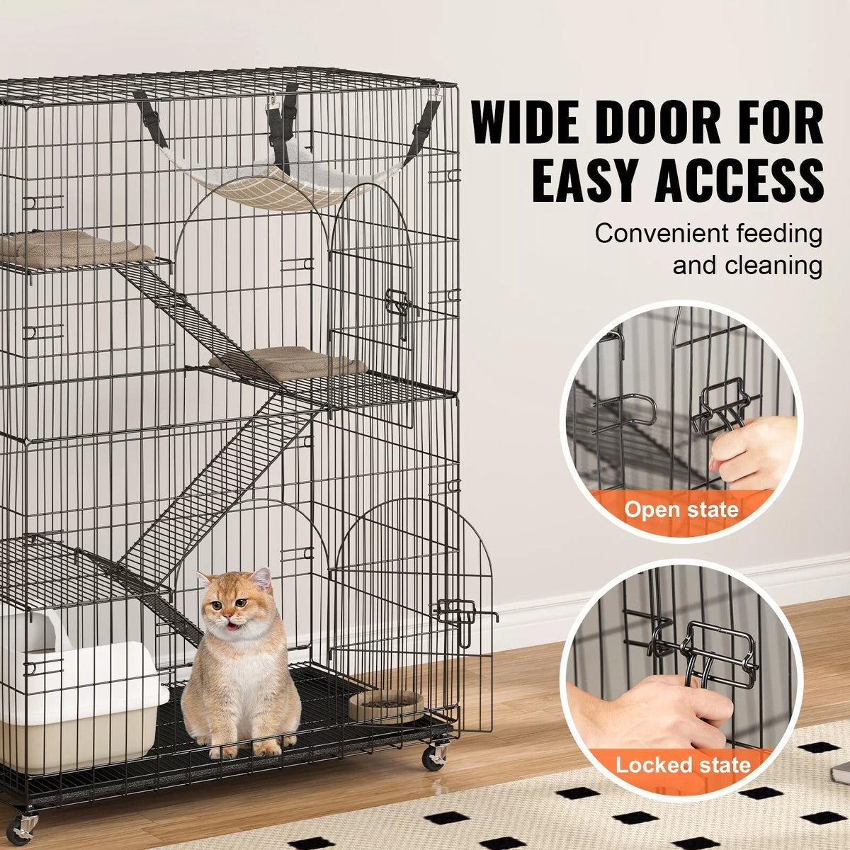 Belro indoor cat cage enclosure, metal mesh pet enclosure for cats, with door and ventilation for safe indoor use