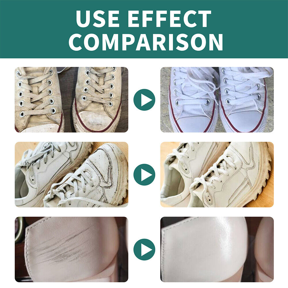 Belro Shoes Whitening Cleaner for men's footwear, showing a close-up of the cleaning product and a pair of clean, bright shoes.