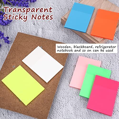 Clear sticky notes from Belro, perfect for office and stationery use, shown in a stack on a white background.