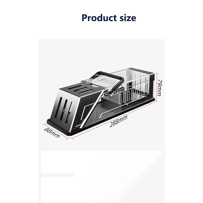 Belro automatic mouse trap cage with sensitive trigger for pest control, showing the trap setup in a home outdoor environment.