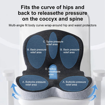 Belro memory foam lumbar pillow seat cushion for back support, featuring ergonomic design and plush fabric for comfort.