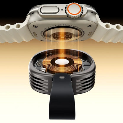 Belro portable wireless smart watch fast charger connected to a smartwatch, compact electronic accessory for quick charging.