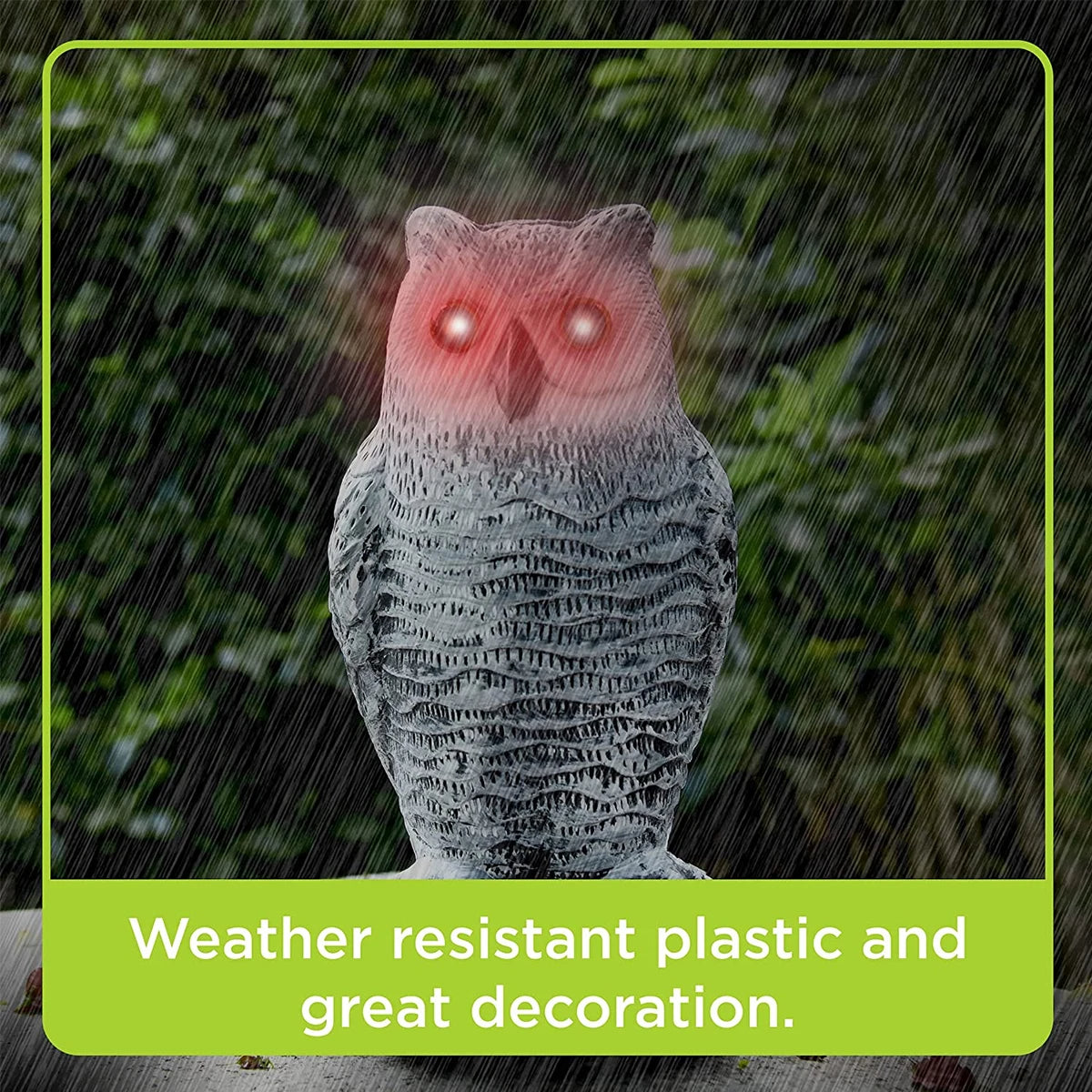 Realistic owl decoy bird repeller for home and garden decor, designed to deter pests with lifelike appearance.