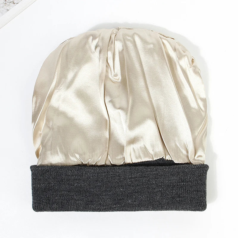 Belro satin-lined women's beanie hat with a soft, smooth exterior and cozy interior, perfect for winter accessories.