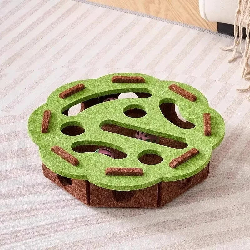 Belro felt interactive cat puzzle toy box with multiple compartments for cats to explore and play.