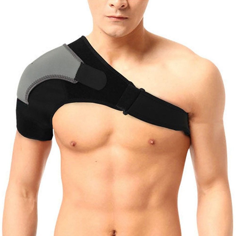 Belro shoulder brace for pain relief, adjustable health and beauty support device with straps and padding for comfort.