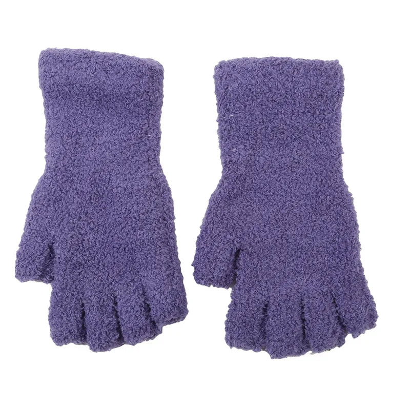 Belro Winter Comfort Knit Half Finger Gloves, cozy winter accessories with ribbed knit design and open fingers for warmth and dexterity.