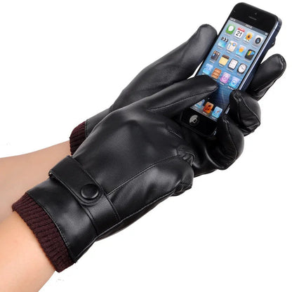 Belro men's leather winter gloves with touch screen-compatible fingertips, stylish accessory for cold weather.