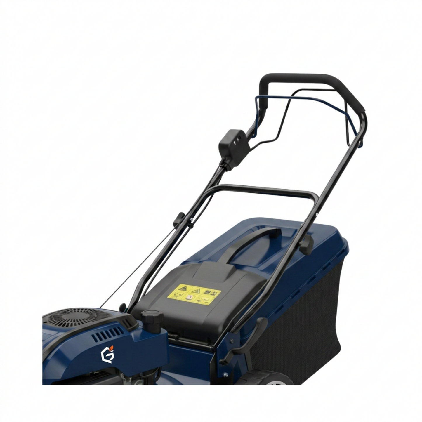 Redesigned GETDECO PowerCut 23-inch 200cc AutoDrive lawn mower with a red body and adjustable cutting deck.