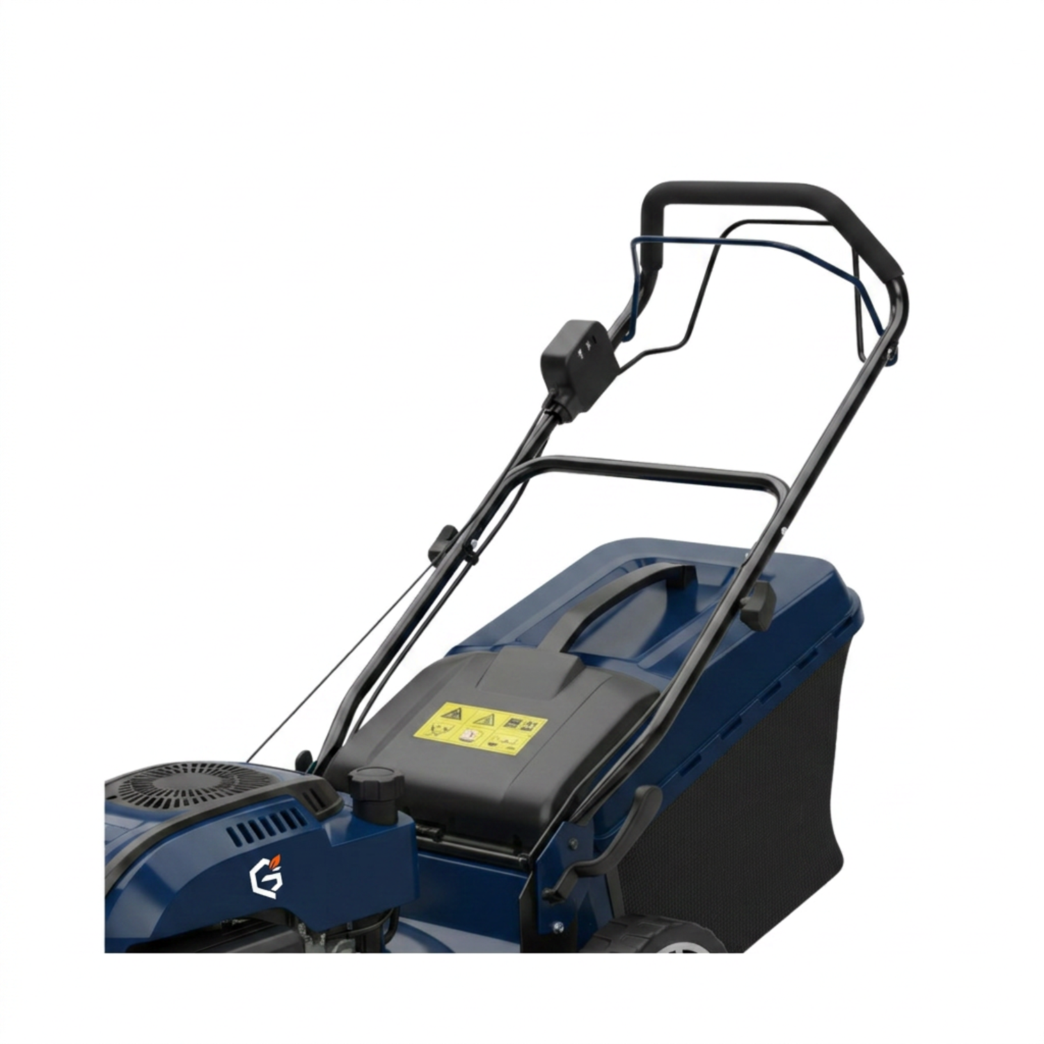 Redesigned GETDECO PowerCut 23-inch 200cc AutoDrive lawn mower with a red body and adjustable cutting deck.