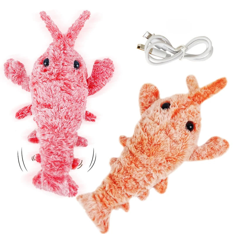 Belro electric jumping shrimp pet toy for cats, colorful plastic cat toy with moving shrimp design to entertain pets.