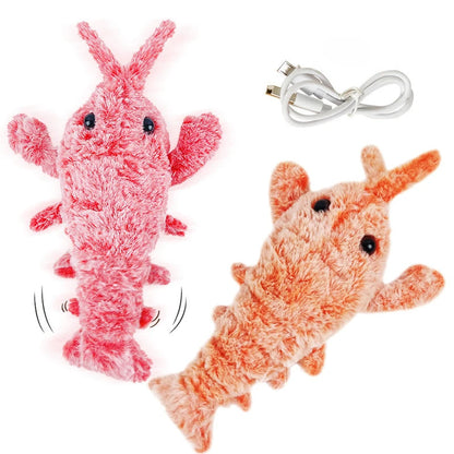 Belro electric jumping shrimp pet toy for cats, colorful plastic cat toy with moving shrimp design to entertain pets.