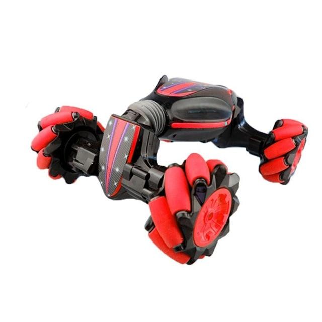 Belro gesture-controlled stunt car performing 360-degree rotation, toy vehicle for kids in a dynamic action pose.