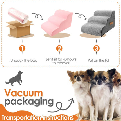 Belro dog stairs for bed, pet supplies for dogs, showing a set of lightweight, multi-step pet stairs with non-slip surfaces.