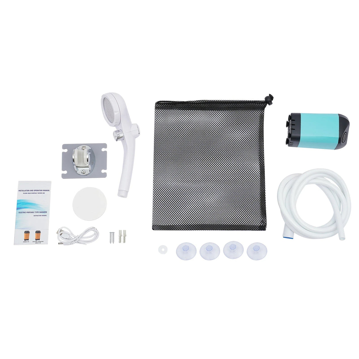Belro electric portable shower for camping, compact outdoor shower unit with hose and showerhead for camping and outdoor use