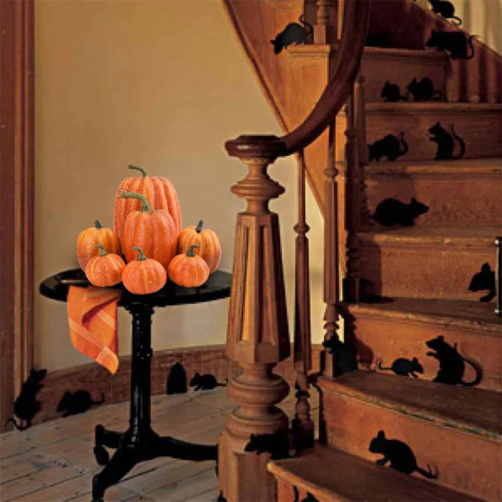 Realistic fake pumpkins for Halloween decor, Belro brand, with orange and green pumpkin details for home and garden seasonal decoration.