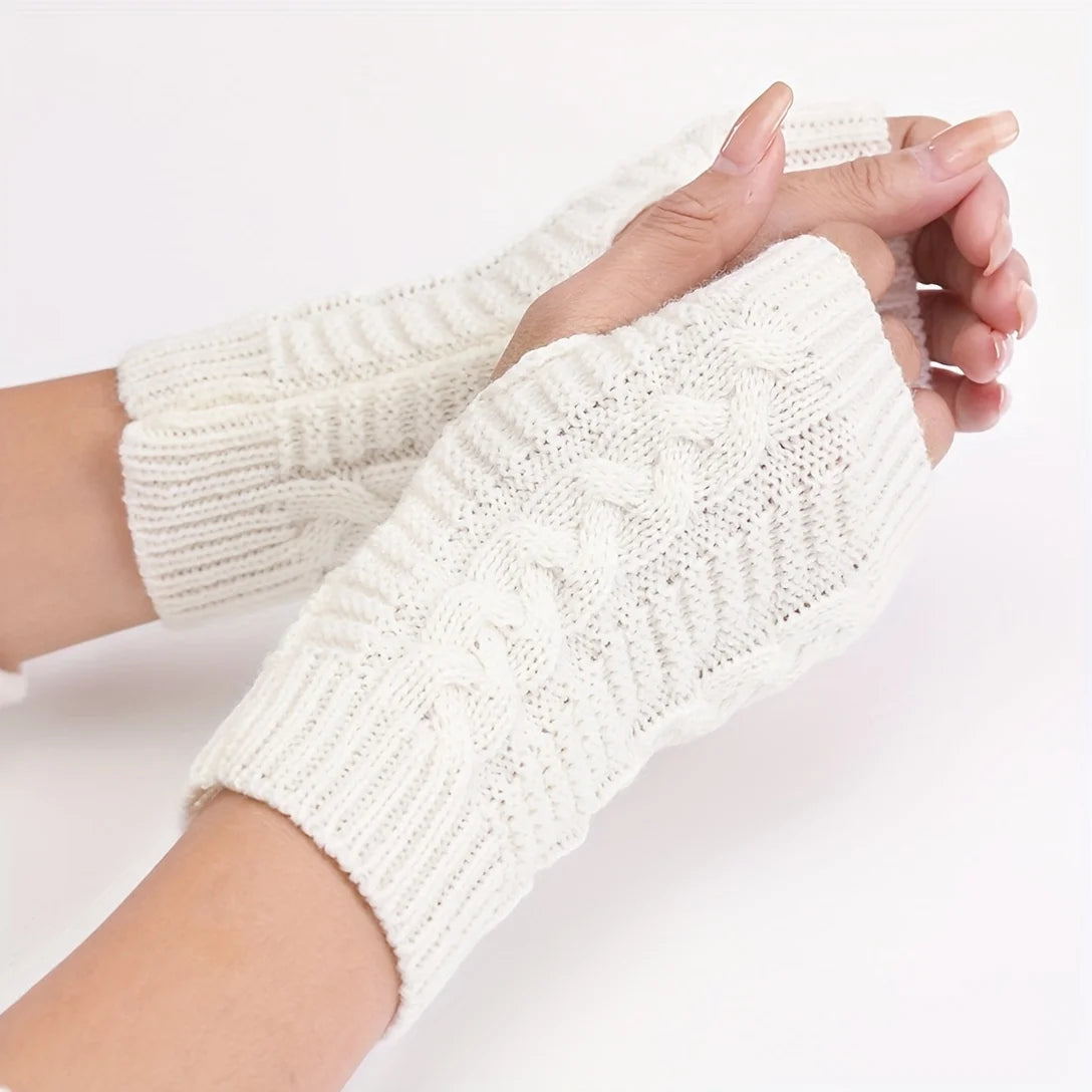 Belro knit women's winter fingerless gloves, cozy accessory with ribbed texture and warm design for cold weather.