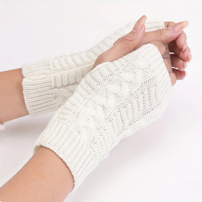 Belro knit women's winter fingerless gloves, cozy accessory with ribbed texture and warm design for cold weather.