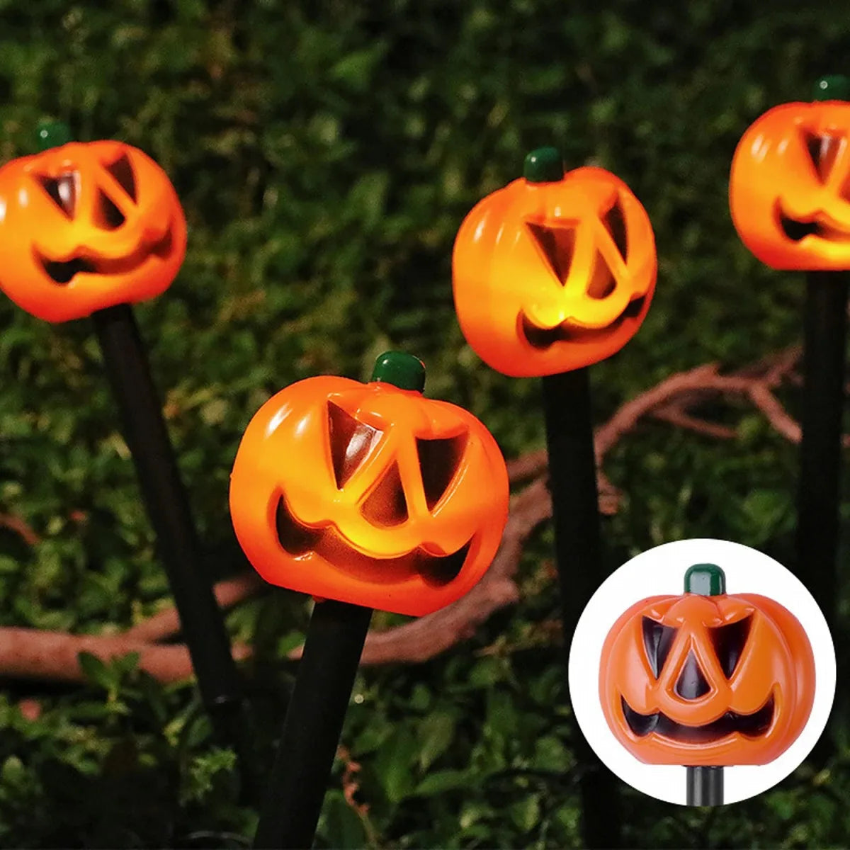 Lighted Halloween pumpkin and ghost solar decor set by Belro, featuring festive outdoor accessories with illuminated designs.