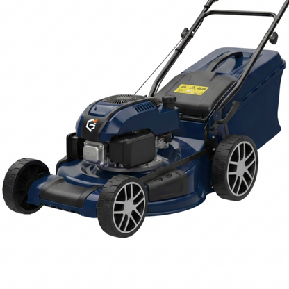 Redesigned GETDECO PowerCut 23-Inch 200cc AutoDrive lawn mower with red accents and durable cutting deck.