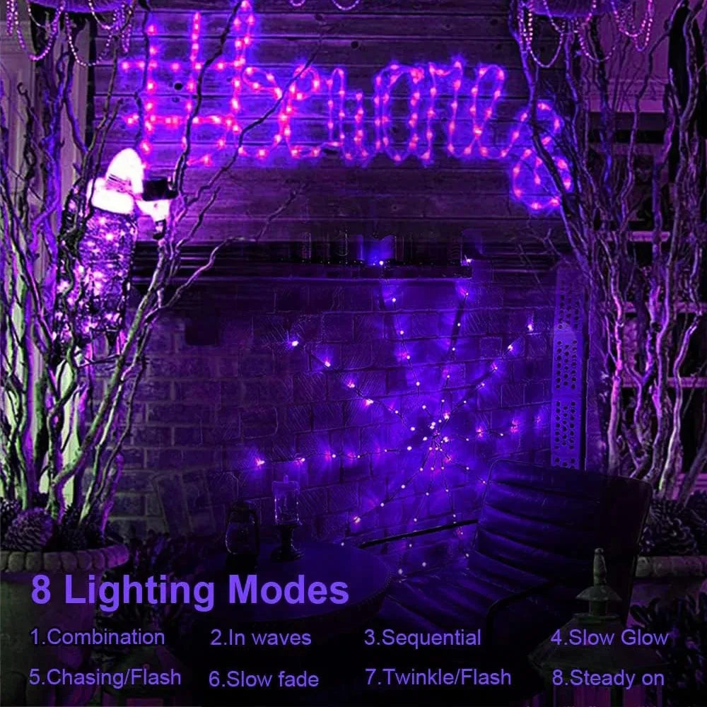 Belro Halloween spider web decoration with integrated lights for outdoor home and garden spooky decor.