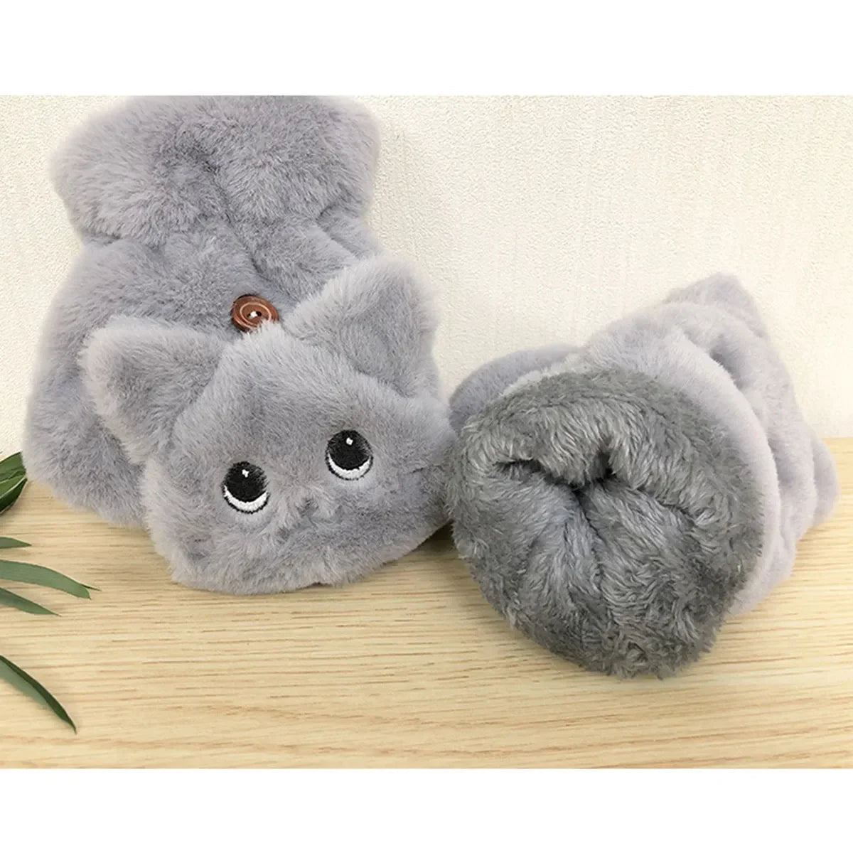 Belro plush animal fingerless gloves showing soft, colorful fabric and playful animal designs for cozy winter wear.