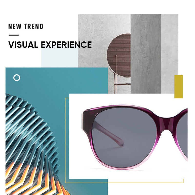 BowLift Fit-Over Sunglasses with polarized UV400 lenses, wraparound design, suitable for wearing over glasses.