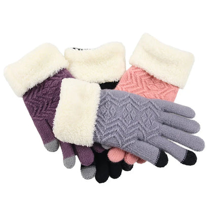 Belro plush lined touch screen knitted gloves showing soft fabric and touchscreen fingertips, ideal for cold weather accessories.