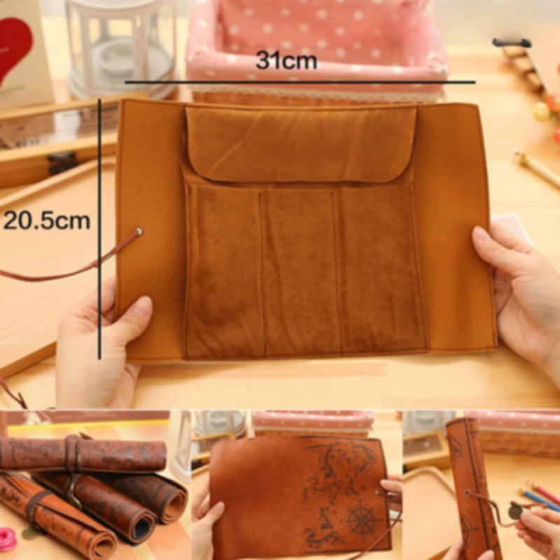 Belro vintage leather pencil case with zipper closure, ideal for office and stationery storage, crafted from durable leather.