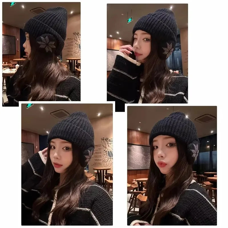 Belro unisex winter knit beanie with ear protection, warm hat with ribbed design, suitable for cold weather.