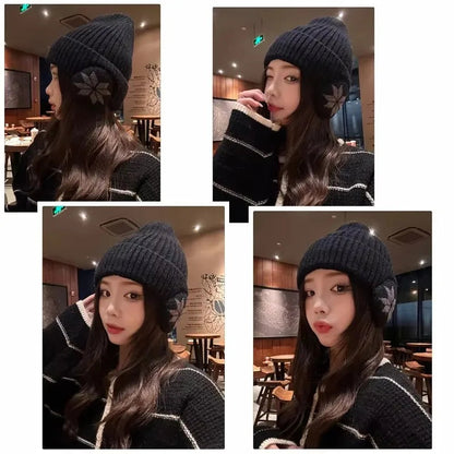Belro unisex winter knit beanie with ear protection, warm hat with ribbed design, suitable for cold weather.