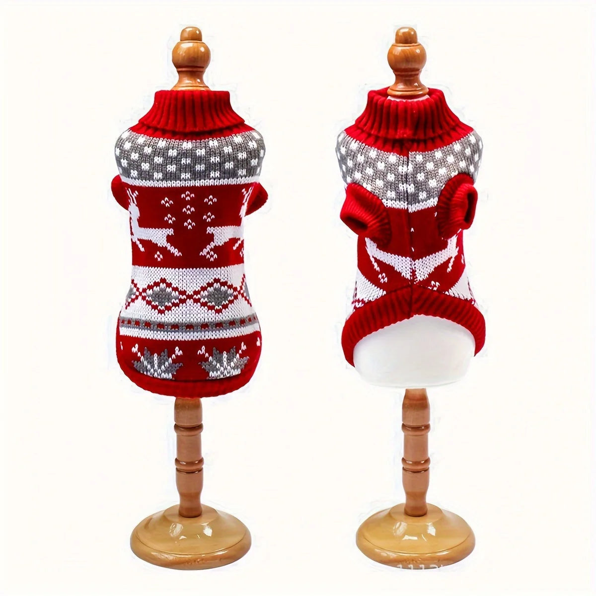 Belro knitted Christmas sweater for small dogs, cozy holiday pet clothing with festive red and green pattern, small pet sweater.