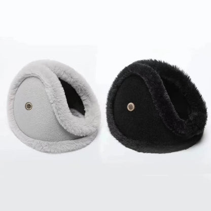 Belro plush winter ear muffs with built-in earpiece, soft and warm for cold weather, shown in a cozy outdoor setting.