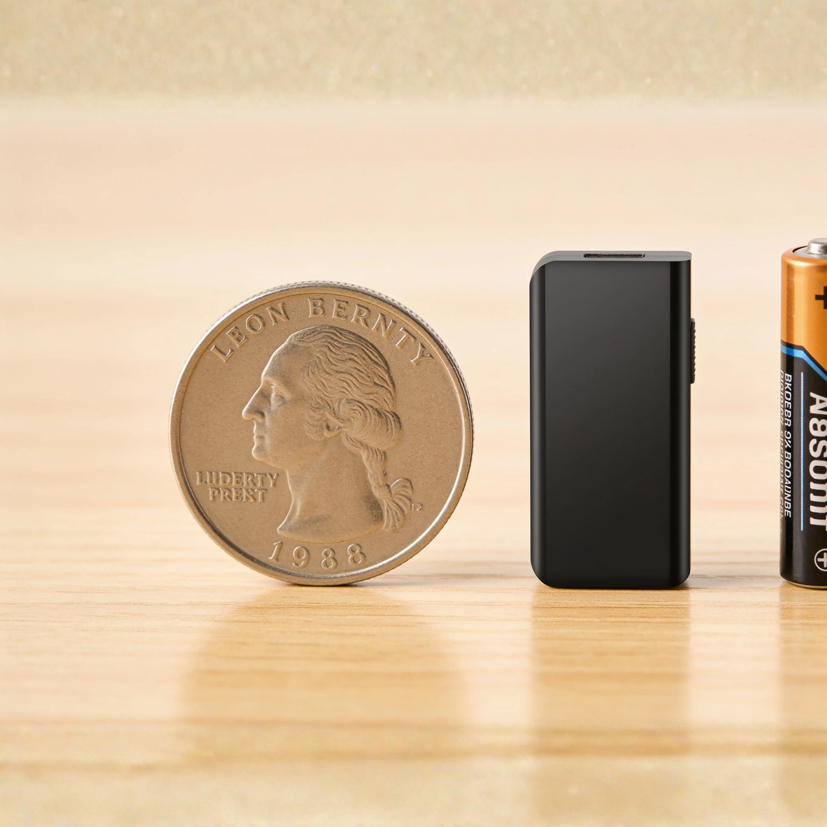 BowLift Miniature Voice Recorder with USB audio capture and voice activation, small discreet device with a USB port and control buttons