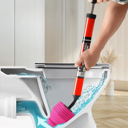 Mivoza high-pressure drain cleaner with three adapters, used to clear bathroom and plumbing blockages without chemicals.