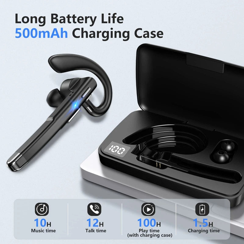 NordisHome Trucker Dual Mic wireless Bluetooth 5.1 noise-cancelling headset with earbud and microphone for clear audio.