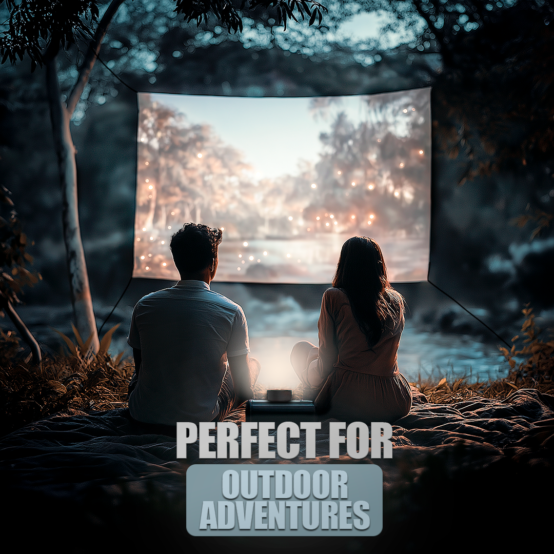 Belro Mini Portable Ultra HD Projector displaying a bright, clear image on a wall in a modern setting.