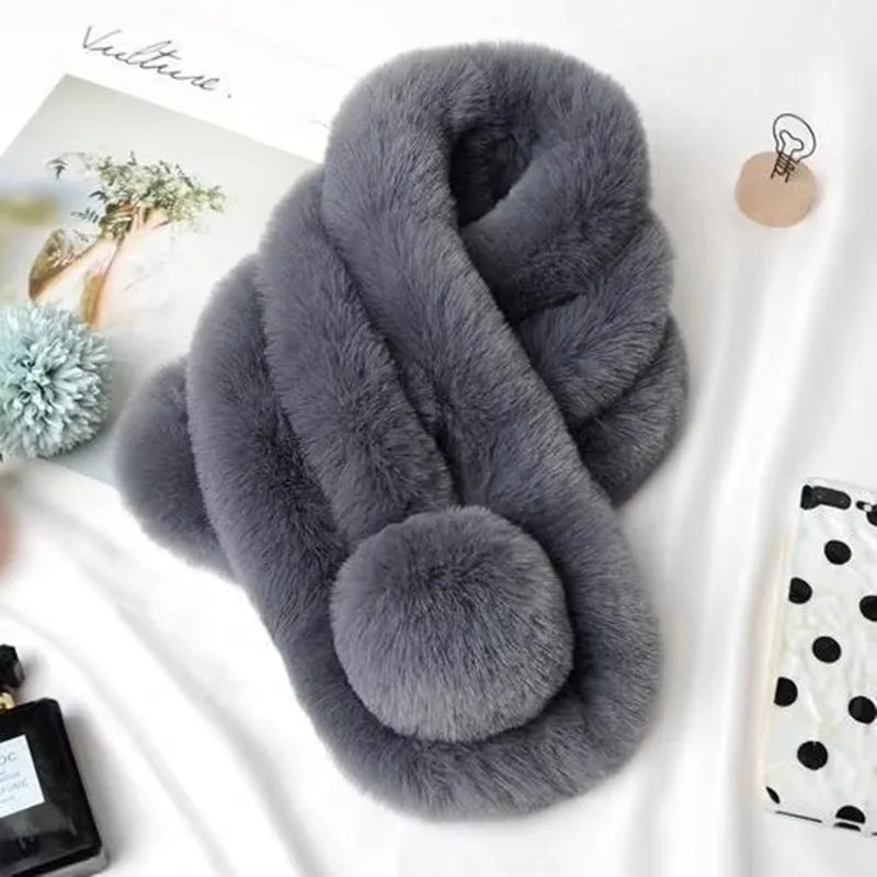 Soft plush faux fur winter scarf by Belro, showcasing cozy, luxurious fabric ideal for cold weather fashion.