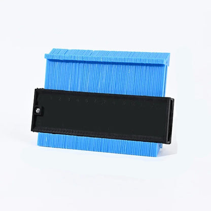 Blue 5-inch Belro Precision Woodworking and Construction Contour Gauge measuring tool with adjustable pins for accurate shaping and copying.