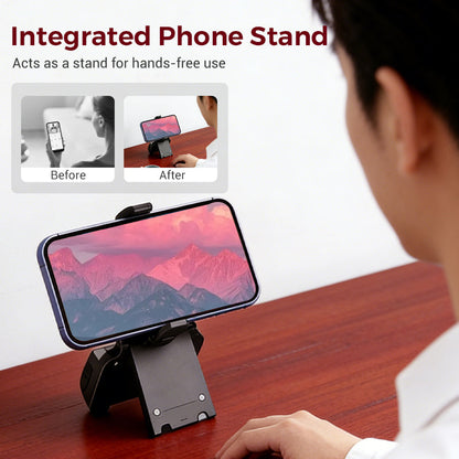Mivoza smartphone grip with Bluetooth remote shutter and 180° mount for stable photos and selfies.