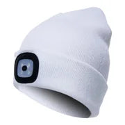 Belro LED Beanie Light showing the illuminated beanie with integrated flashlight for hands-free lighting.