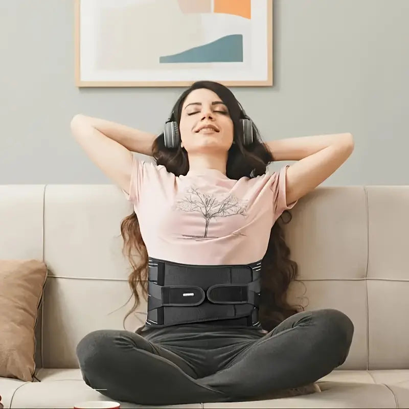 Belro back lumbar brace for lower back pain, adjustable suspenders with supportive straps, designed to provide pain relief and stability.