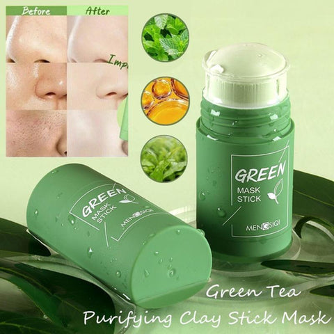 Belro Green Tea Clay Deep Cleanse Mask Stick for face, featuring a sleek green mask stick with natural ingredients.